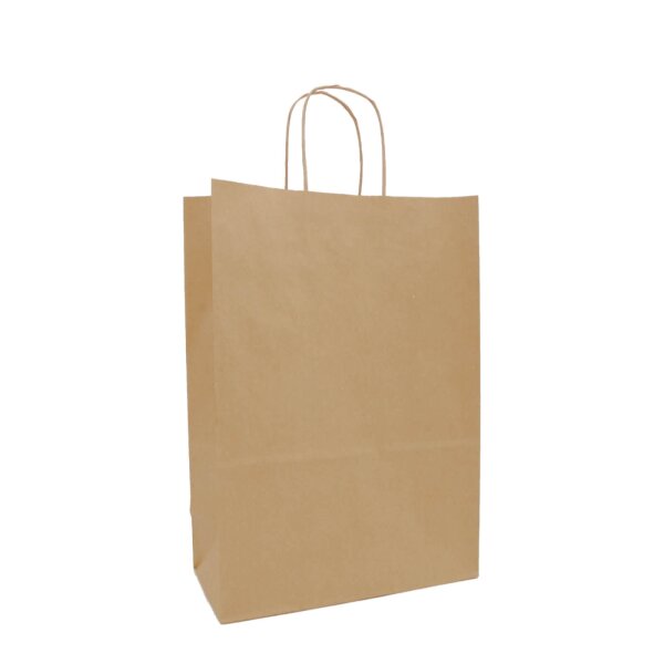 Papiertragetasche mit Papierkordeln - 22+10x28 cm - braun