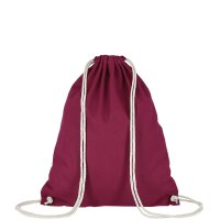 Baumwollrucksack - Format 38x46 cm - Tragekordeln - bordeaux