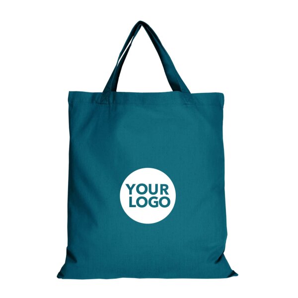 Bedruckte Baumwolltasche - Format 38x42 cm - kurze Henkel - petrol