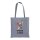 Bedruckte Baumwolltasche - Format 38x42 cm - lange Henkel - grau