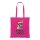Bedruckte Baumwolltasche - Format 38x42 cm - lange Henkel - fuchsia