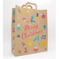 Weihnachtliche Papiertüte 22+10x28 cm - Frohe...