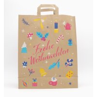 Weihnachtstasche Papier - 22+10x28 cm - Flachhenkel - VPE...