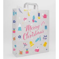 Weihnachtliche Papiertüte 22+10x28 cm - Frohe...