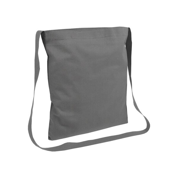 Baumwolltasche mit einer langen Umhängeschlaufe / Henkel - Format 34x40 cm - grau