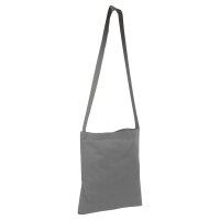 Baumwolltasche mit einer langen Umhängeschlaufe / Henkel - Format 34x40 cm - grau mit hängenden Henkel