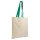 Baumwolltasche - 38x42cm - Natur mit langen grünen Griffen - 135gm²
