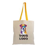 Bedruckte  Baumwolltasche - 38x42cm - Natur mit langen...