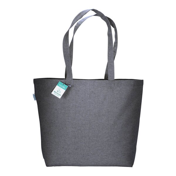 Recycling-Stofftasche - Format 50x36+16 cm - recyceltes Baumwolle & Polyester - blau