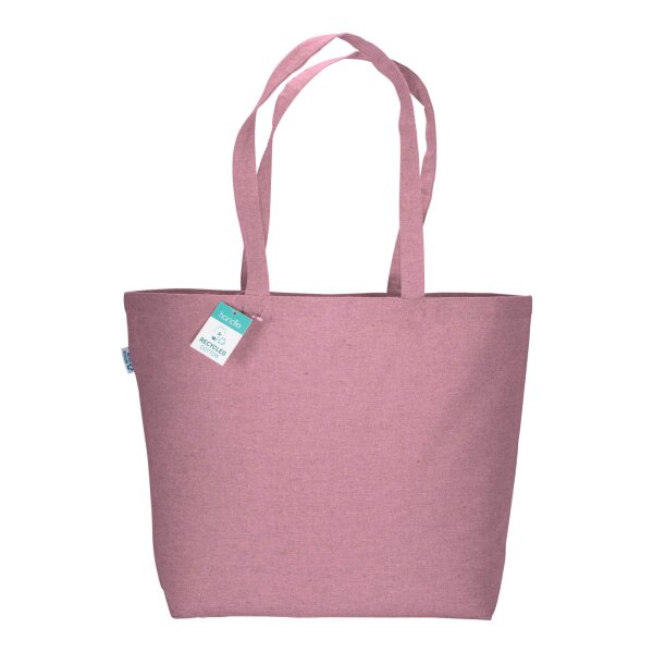 Recycling-Stofftasche - Format 50x36+16 cm - recyceltes Baumwolle & Polyester - rosa