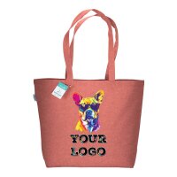 Baumwolltasche 50x36+16 cm - rot bedruckt mit Logo und...
