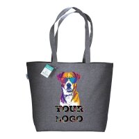 Baumwolltasche 50x36+16 cm - blau bedruckt mit Logo und...