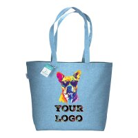 Baumwolltasche 50x36+16 cm - himmelblau bedruckt mit Logo...