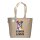 Baumwolltasche 50x36+16 cm - schwarz bedruckt mit Logo und Bodenfalte