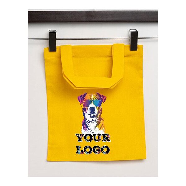 Kleine Baumwolltasche - Format 22x26 cm - inkl. Werbedruck - kurze Henkel - gelb