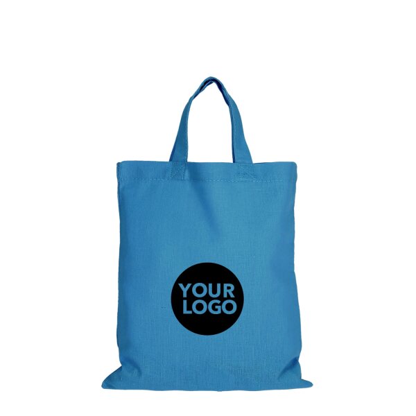 MIDI Baumwolltasche - Format 28x32 cm - inkl. Werbedruck - kurze Henkel - hellblau