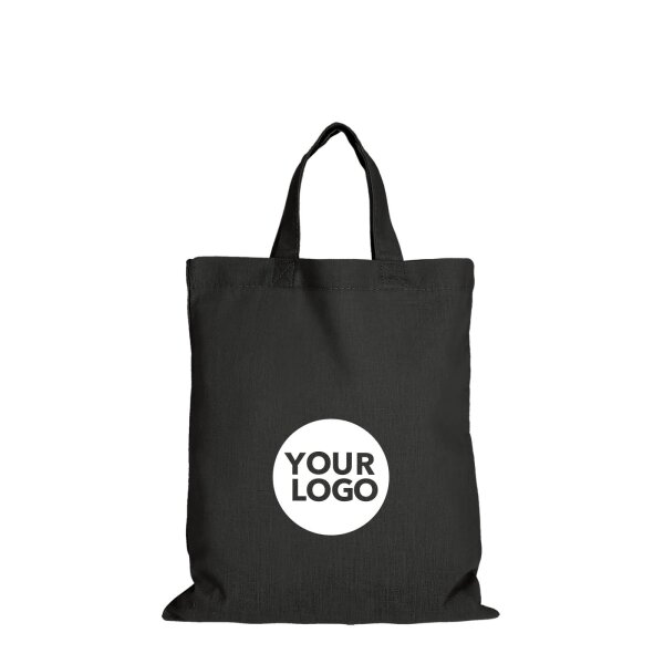 MIDI Baumwolltasche - Format 28x32 cm - inkl. Werbedruck - kurze Henkel - schwarz