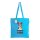 Bio-Baumwolltasche mit langen Griffen - 38x42 cm - himmelblau - bedruckt mit Logo