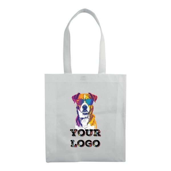 PP Non Woven Tasche 38x42 cm - weiß bedruckt mit Logo