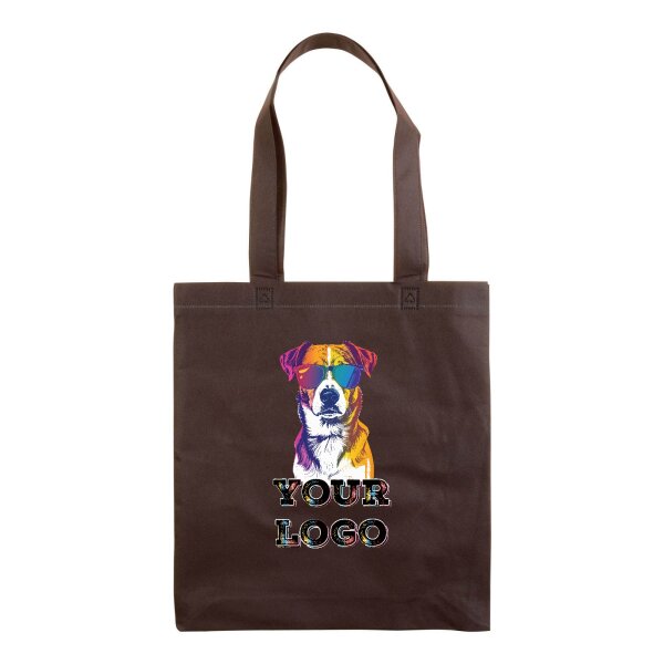 Non-Woven Tasche gesiegelt - inkl. Werbedruck - Format 36x40 cm - 70 g/m² - lange Henkel - Braun