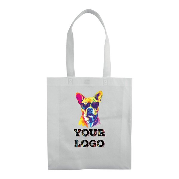 Non-Woven Tasche gesiegelt - inkl. Werbedruck - Format 36x40 cm - 70 g/m² - lange Henkel - Weiß