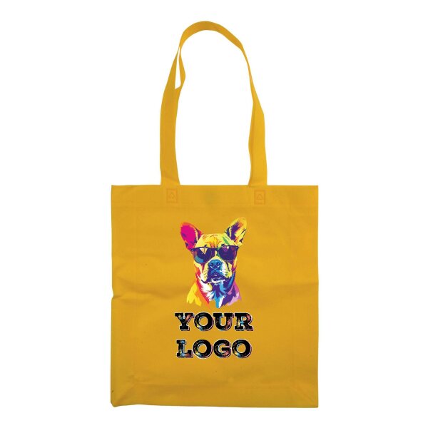 Non-Woven Tasche gesiegelt - inkl. Werbedruck - Format 36x40 cm - 70 g/m² - lange Henkel - Gelb