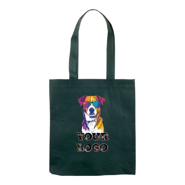 Non-Woven Tasche gesiegelt - inkl. Werbedruck - Format 36x40 cm - 70 g/m² - lange Henkel - Dunkelgrün