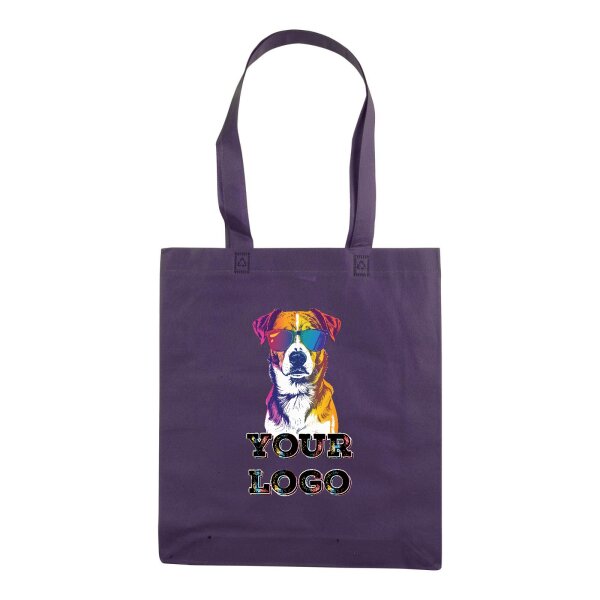 Non-Woven Tasche gesiegelt - inkl. Werbedruck - Format 36x40 cm - 70 g/m² - lange Henkel - Violett