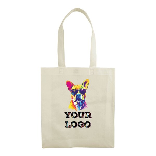 Non-Woven Tasche gesiegelt - inkl. Werbedruck - Format 36x40 cm - 70 g/m² - lange Henkel - Natur