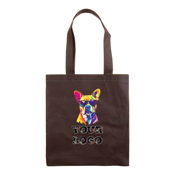 Non-Woven Tasche gesiegelt - inkl. Werbedruck - Format 36x40x9 cm - 80 g/m² - lange Henkel - Braun