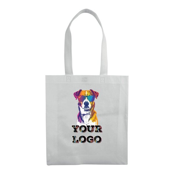 Non-Woven Tasche gesiegelt -  inkl. Werbedruck - Format 36x40x9 cm - 80 g/m² - lange Henkel - Weiß
