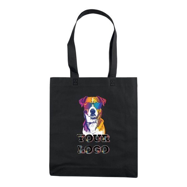 Non-Woven Tasche gesiegelt -  inkl. Werbedruck - Format 36x40x9 cm - 80 g/m² - lange Henkel - Schwarz