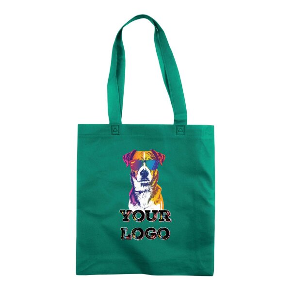 Non-Woven Tasche gesiegelt -  inkl. Werbedruck - Format 36x40x9 cm - 80 g/m² - lange Henkel - Grün