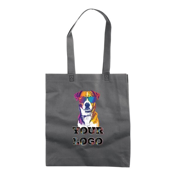 Non-Woven Tasche gesiegelt -  inkl. Werbedruck - Format 36x40x9 cm - 80 g/m² - lange Henkel - Grau