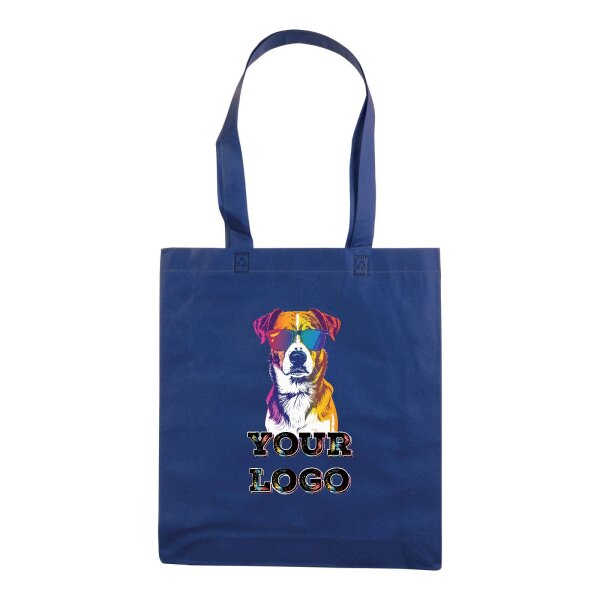 Non-Woven Tasche gesiegelt -  inkl. Werbedruck - Format 36x40x9 cm - 80 g/m² - lange Henkel - Royalblau