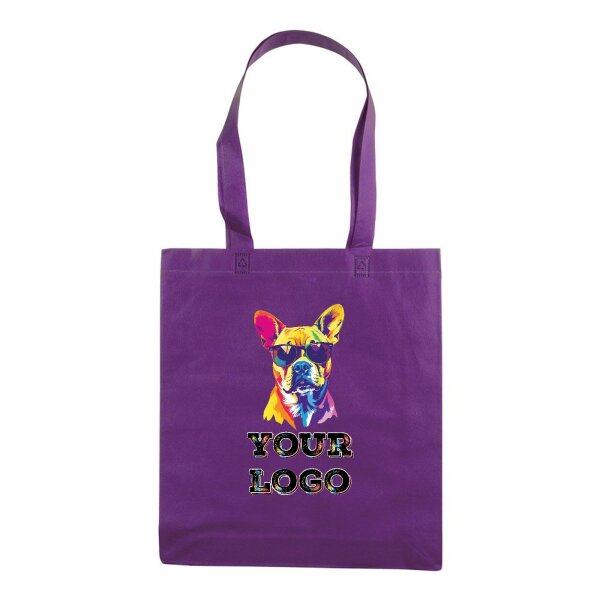 Non-Woven Tasche gesiegelt -  inkl. Werbedruck - Format 36x40x9 cm - 80 g/m² - lange Henkel - Violett