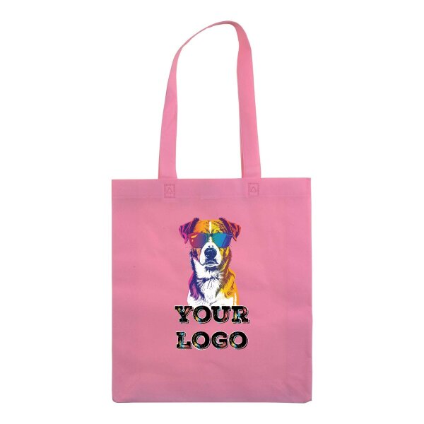 Non-Woven Tasche gesiegelt -  inkl. Werbedruck - Format 36x40x9 cm - 80 g/m² - lange Henkel - Rosa