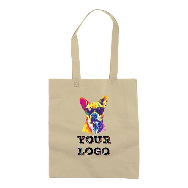 Non-Woven Tasche gesiegelt -  inkl. Werbedruck - Format 36x40x9 cm - 80 g/m² - lange Henkel - Natur