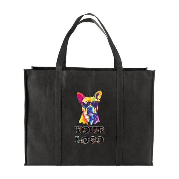 Non-Woven Tasche - inkl. Werbedruck - Format 60x45x20 cm - 100 g/m² - lange Henkel - Schwarz
