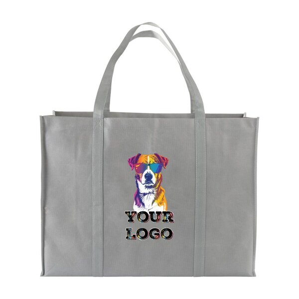 Non-Woven Tasche - inkl. Werbedruck - Format 60x45x20 cm - 100 g/m² - lange Henkel - Grau