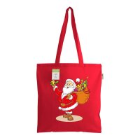 Bio Weihnachtstasche rot im Standard-Format 38x42 mit...