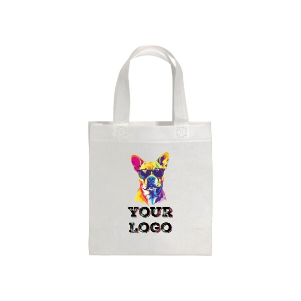 Non-Woven Tasche - inkl. Werbedruck - Format 23x25x10 cm - 80 g/m² - kurze Henkel - Weiß