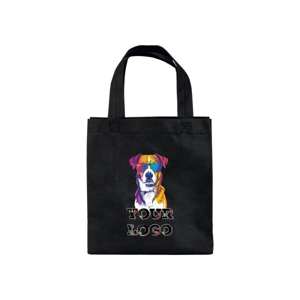 Non-Woven Tasche - inkl. Werbedruck - Format 23x25x10 cm - 80 g/m² - kurze Henkel - Schwarz