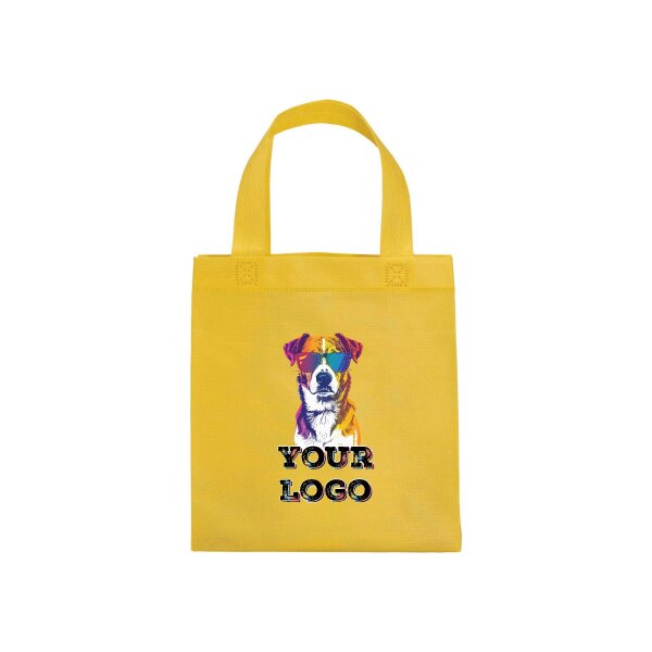 Non-Woven Tasche - inkl. Werbedruck - Format 23x25x10 cm - 80 g/m² - kurze Henkel - Gelb