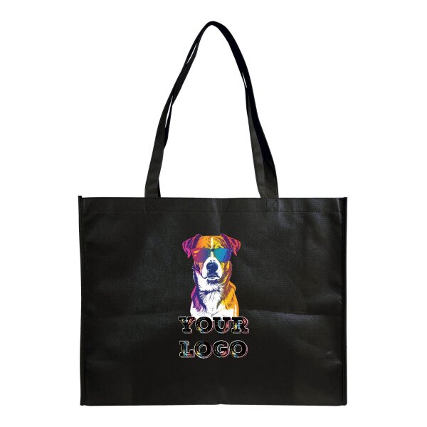 Non-Woven Tasche - inkl. Werbedruck - Format 50x40x12 cm - 100 g/m² - lange Henkel - Schwarz