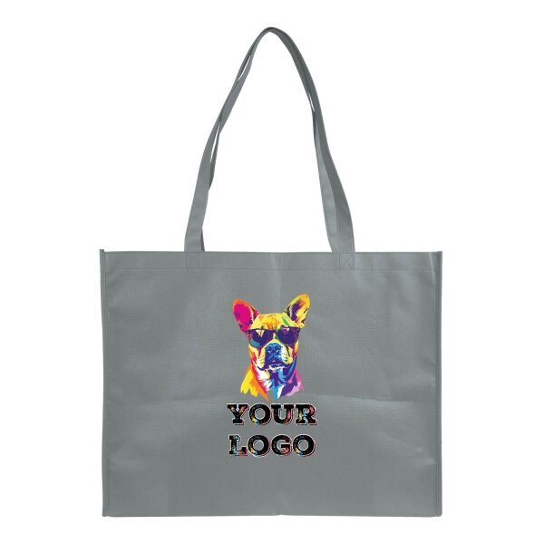 Non-Woven Tasche - inkl. Werbedruck - Format 50x40x12 cm - 100 g/m² - lange Henkel - Grau