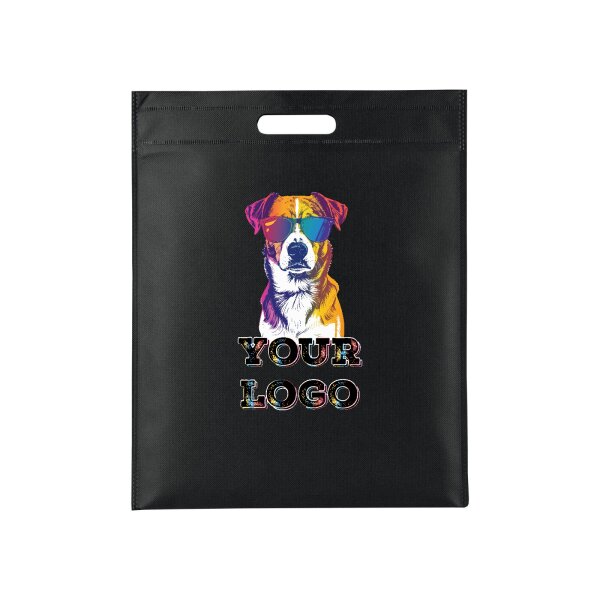Non-Woven Tasche - inkl. Werbedruck - Format 34x42 cm - 80 g/m² - Griffloch - Schwarz