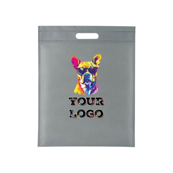 Non-Woven Tasche - inkl. Werbedruck - Format 34x42 cm - 80 g/m² - Griffloch - Grau
