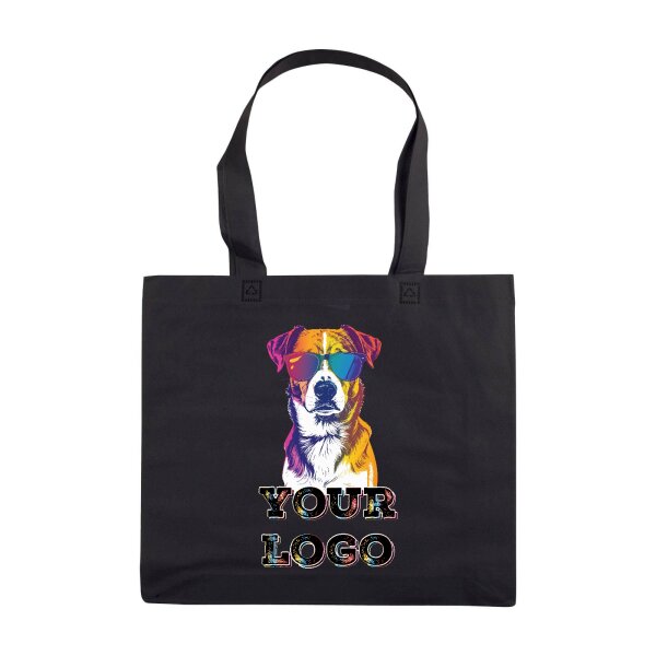 Non-Woven Tasche gesiegelt - inkl. Werbedruck - Format 38x34x10 cm - 80 g/m² - lange Henkel - Schwarz