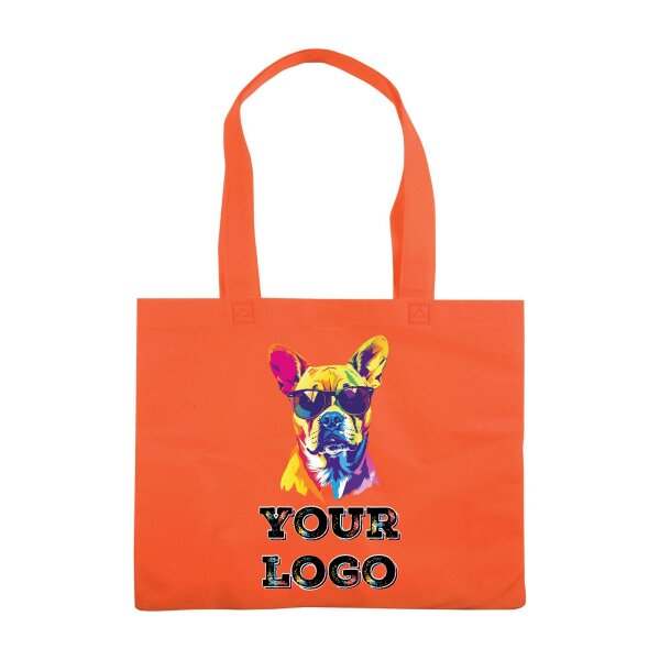 Non-Woven Tasche gesiegelt - inkl. Werbedruck - Format 38x34x10 cm - 80 g/m² - lange Henkel - Orange
